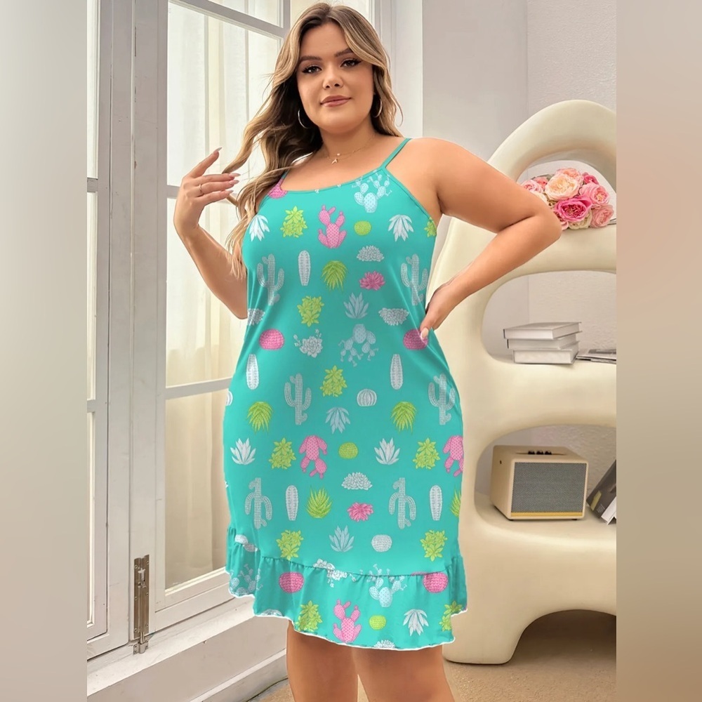 Plus Size Charming Cactus Night Gown